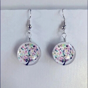 3 for $25/ Pastel Flowers Glass Tree 3D Drop Earrings NWT